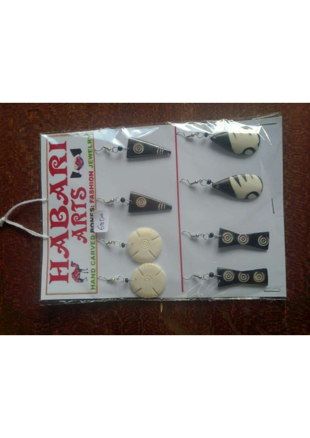 Bone Earrings — Card of 6 Pairs