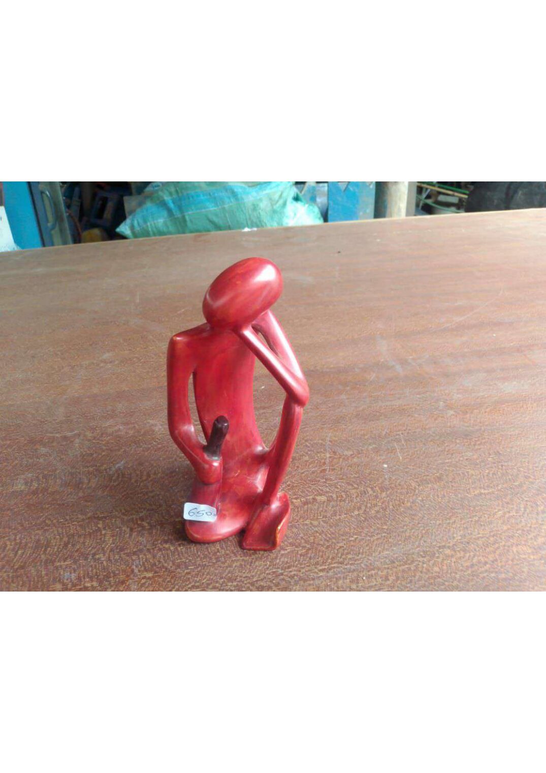 Red Soapstone Thinker