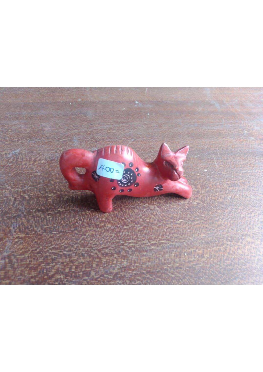 Red Soapstone Crouching Cat