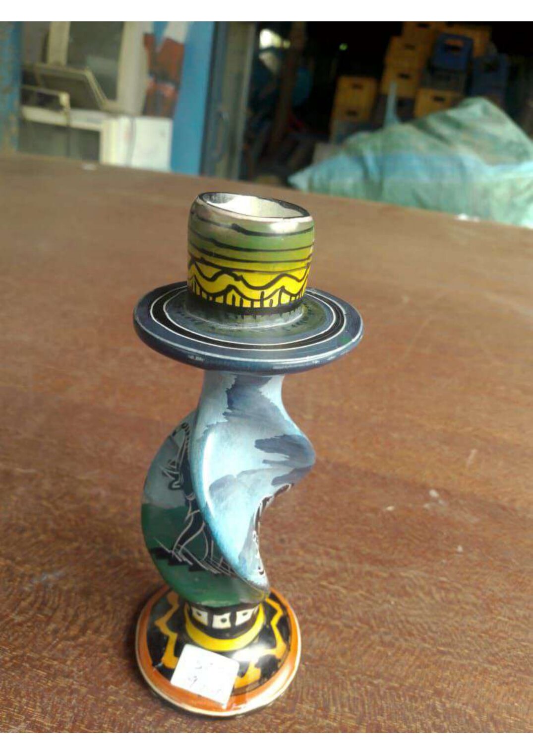 Twisted-Stem Painted Candle Holder